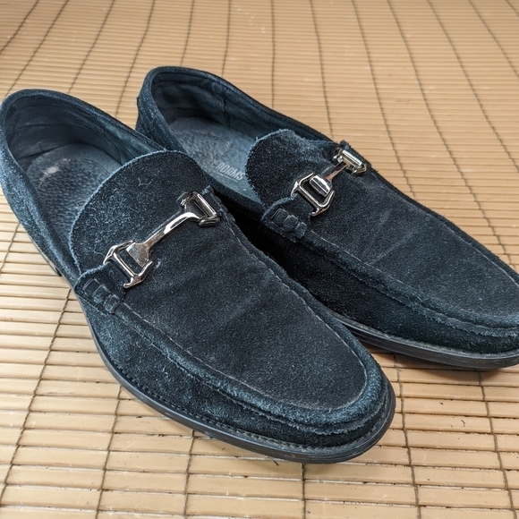 Stacy Adams Men's Newcomb Moc-Toe Slip-On Loafers Horse Bit 10.5 M Black Suede S - Picture 1 of 11
